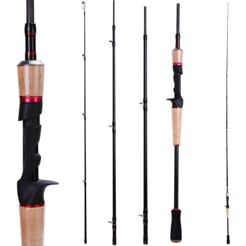 Sougayilang 2.1M 2.4M Baitcasting Spinning Fishing Rod Portable 4 Section UltraLight Carbon Fiber Travel Lure Fishing Pole