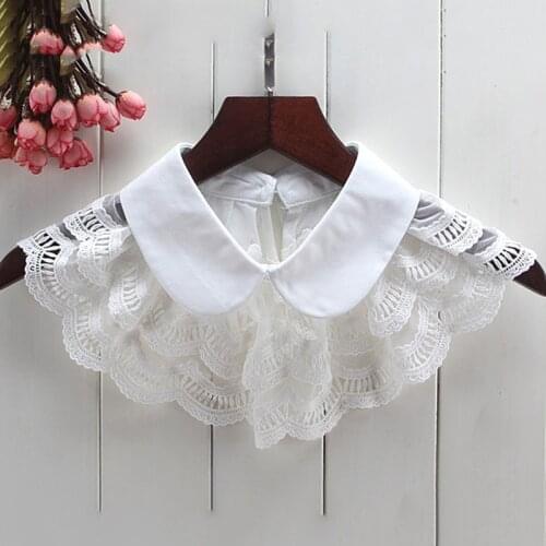All-Match Collar Lace Shirt Fake Water Soluble Sweet Sleeveless Collar Sweater Bowknot Ribbon Chiffon Lace Edge Fashion Wild