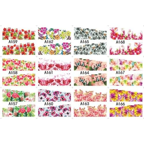 UPRETTEGO 12 PACKS / LOT NAIL ART BEAUTY WATER DECAL SLIDER NAIL FULL COVERTROPICAL JUNGLE ROSEBUSH MORNING GLORY A157-168