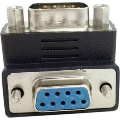 Down Angled 90degree DB9PIN to DB9 RS232 Male to Female Extension Cable Adapter