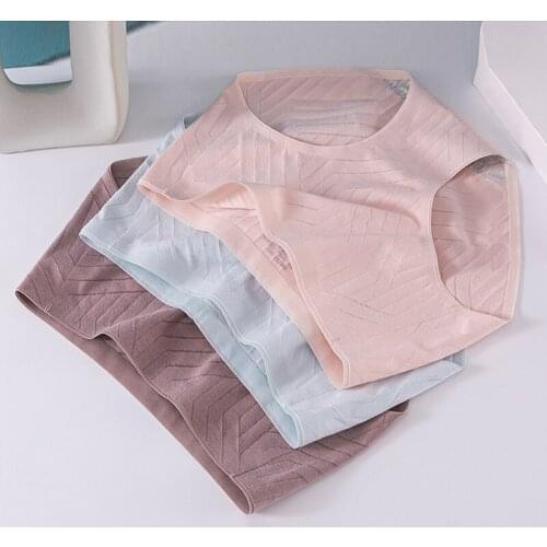 Wasteheart Women Fashion Purple Blue Cotton Mid Waist Panties Underwear Lingerie Seamless Briefs Underpants M L XL Plus Size