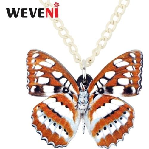 WEVENI Original Acrylic Floral Spotted Butterfly Necklace Pendant Chain Choker Symmetry Insect Jewelry For Women Girls Bijoux