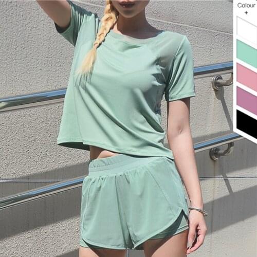 Women Dry Quick Short Sleeve Slim Sport T Shirt Yoga Gym Jerseys Fitness Shirt Trainer Running T-shirts Breathable Exercises