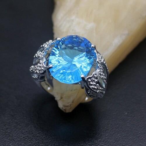 Hermosa Mothers Day Gifts Prom London BlueTopaz Romantic Women Ring Size 7# 7.5# 8# TK46
