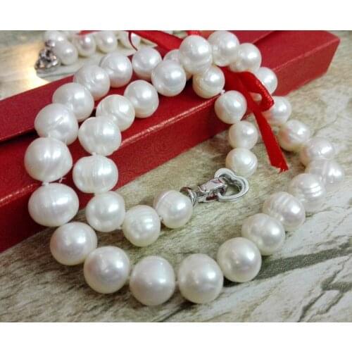 Women Jewelry Necklace 12-15mm White Baroque Pearl Choker Rhinestone stud earring natural Freshwater pearl highlight pearl
