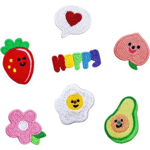 10pcs/lot Embroidered Fruits Flower Patches Iron On DIY Cartoon Stickers For Jeans Backpack Shoes Decoration Appliques Badge