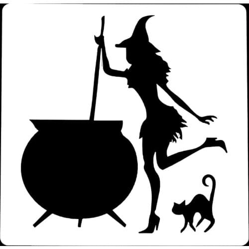 15*15 Hallowee witch Layering Stencils for Diy scrapbook/photo album Decorative Embossing coloring,painting stencil,home decor
