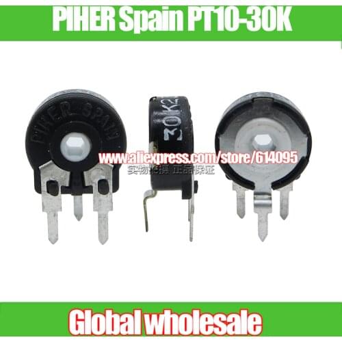15pcs PIHER Spain Adjustable Resistance PT10-30K Vertical Potentiometer / Hole Hexagon Socket / Vertical Side Adjustment carbon