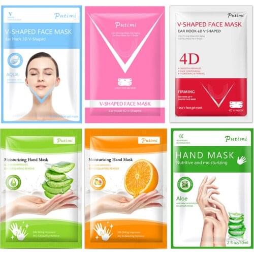 2packs Face Lifting Mask V Shape Face Mask Slimming Mask Face Line Remover Wrinkle Double Chin Reduce Moisturizing Hand Mask