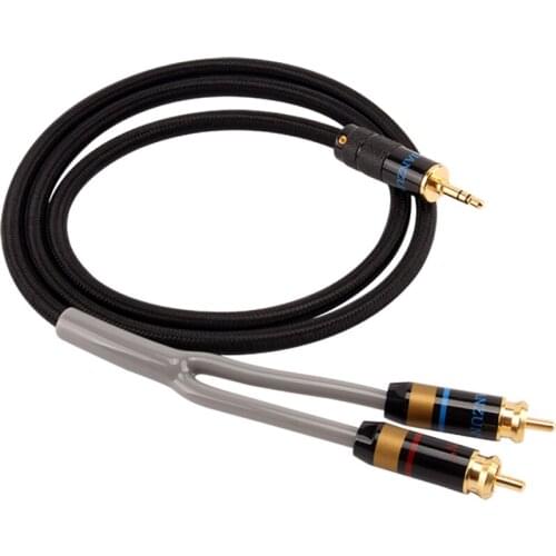 3.5mm one minute two audio cable 3.5 turn double lotus head mobile phone computer audio 1 minute 2rca connection cable