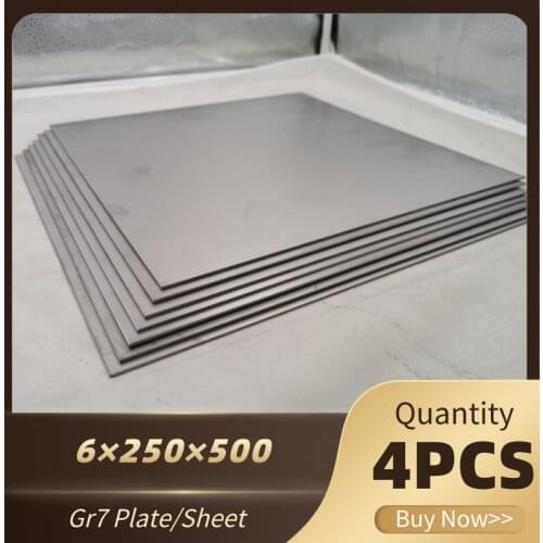 4pcs Gr7 TA9 Ti-0.2Pd Titanium Alloy Plate Ti Sheet 6*250*500mm For DIY OEM Metalworking Supplies