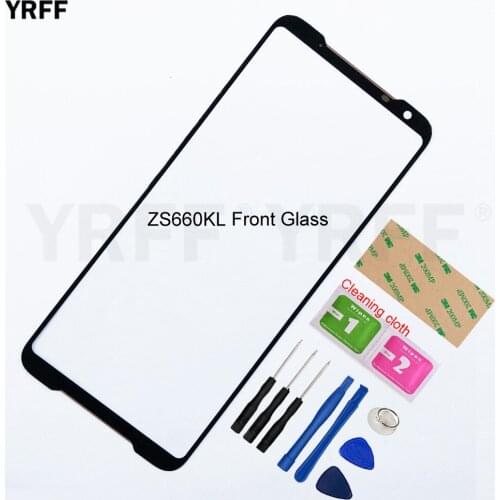 6.59'' Mobile Front Panel Glass For Asus ROG Phone II ZS660KL Front Glass (No touch Screen) Outer Glass Cover Panel Replacement
