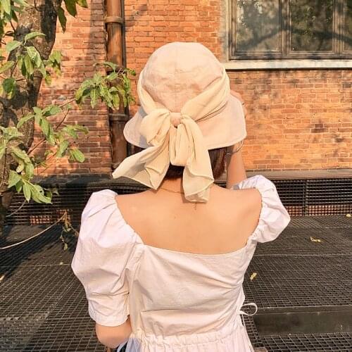 Elegant Silk Scarf Bucket Hat Soft and Foldable Summer Rosette Bow-Knot for Women Caps 2021 New Design High Quality
