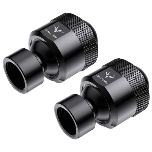 Granzon 2pcs/lot 360 Degree Freely Rotary Fitting G1/4 Computer Water Cooling Change Direction Connector Black Silver / GD-X