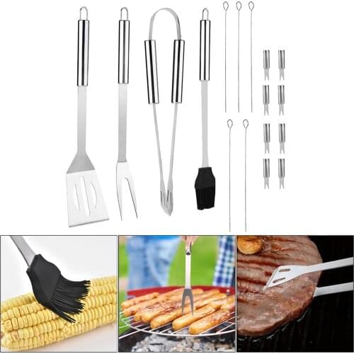 BBQ Grill Tool Fork Basting Brush Barbecue Grilling Accessories Portable Bag Indoor Outdoor Camping Cooking Barbecue Kit