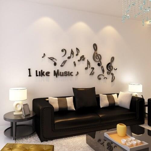 Art 3d Wall Stickers School Music Room Childerns Room Decorations Wall Stickers Home Decor Music Note Sticker Decals Black Red W