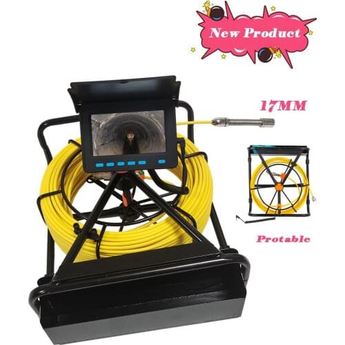 4.3" Screen 17mm Spring Camera Drain Sewer Pipe Inspection Endoscope Camera System 10/20/30/40/50 Fiberglass Cable