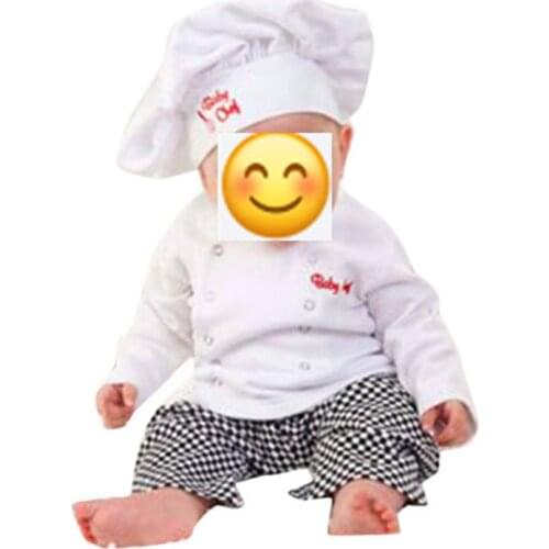 Baby Boy Girl Carnival Cook Chef Cosplay Costume Baby Halloween Kitchen Cook Chef Uniform T-shirt Pants Hat Photography Outfits