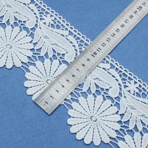 Lace Trim Unilateral Wide Polyester&Cotton Water-soluble Embroidery Lace White Hollow Clothing Curtain Lace Accessories