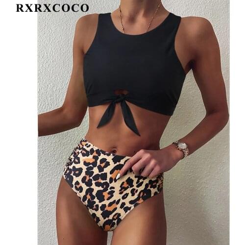 RXRXCOCO Swimwear Women Ruffle Smocking Bikini Swimsuit Push Up Bathing Suit Women Beach Wear High Waist Bandeau Bikini Set
