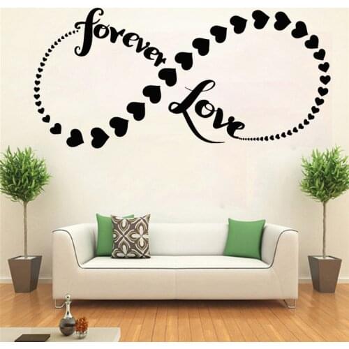 Love Forever Quote Wall Sticker Heart Infinity Symbol Vinyl Decal Romance Couple Husband And Wife Bedroom Decor Unlimited Sign