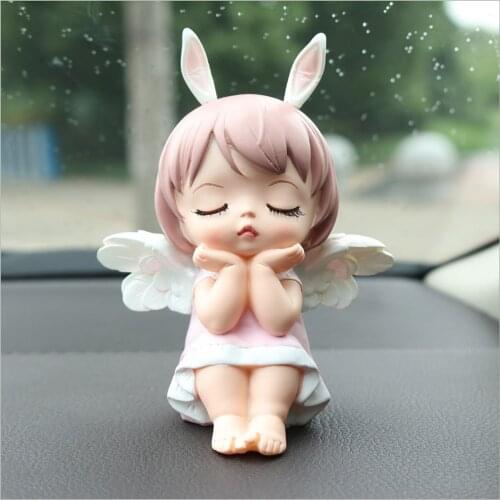 Cute Crown Angel Baby Resin Car Decoration Desktop Home Birthday Cake Room Decoration Christmas Gift For Girl KIDS