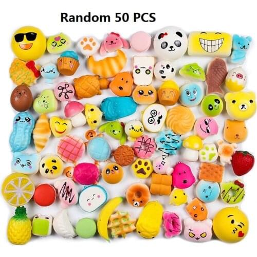 Random 50 Pcs Squishies Cream Scented Slow Rising Kawaii Simulation Lovely Toy Jumbo Medium Mini Soft Squishy Phone Straps