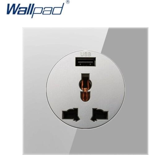 Wallpad USB 3 Pin Multifunction Wall Power Socket Outlet Crystal Glass Panel 13A Grounded With Child Protective Lock