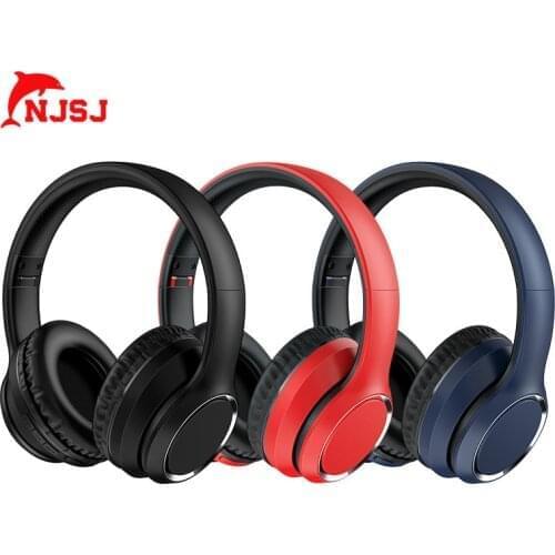 NJSJ Active Noise Cancelling Headphones with Microphone Deep Bass Wireless Headphones Over Ear