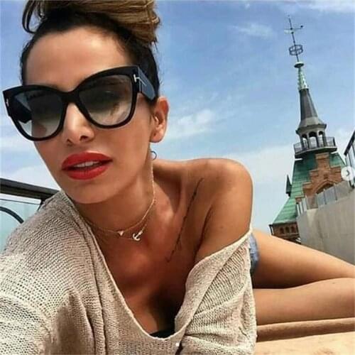 2021 New Women Fashion Big Cat Eye Sunglasses Ladies Luxury Brand Trending T-shaped personality sunglasses UV400