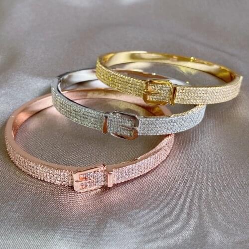 New Hot Brand Pure Fashion Luxury Jewelry For Women Belt Bracelet Rose Gold Lock Bangle Wedding Jewelry Winter Bracelet