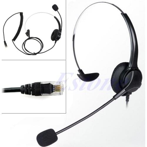 New 4-Pin RJ11 Monaural Corded Operator Call Center Telephone Headset Headphone BK