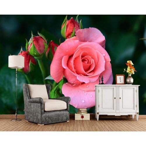 Papel de parede Roses Pink color Flowers photo 3d wallpaper,living room bar TV sofa wall bedroom kitchen wall papers home decor