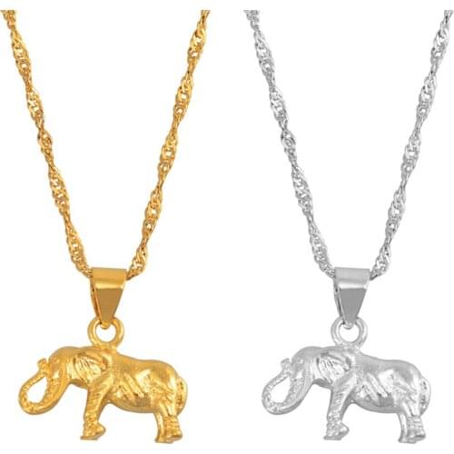 Anniyo SMALL Elephant Pendant and Chain Necklaces for Women Girls,Silver Color/Gold Color Charm Animal Jewelry Gifts #003009
