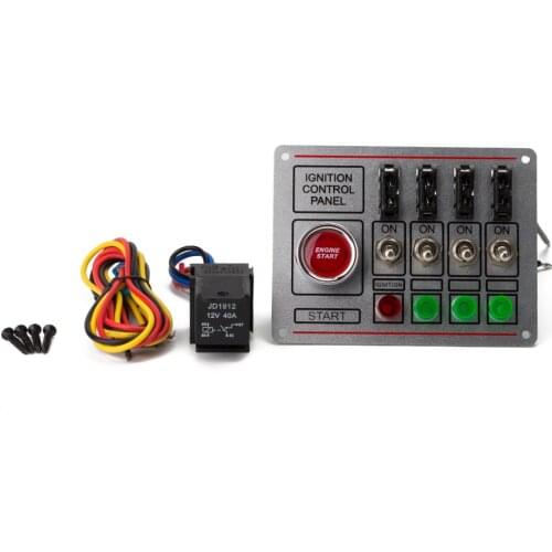 12V 40A switch panel For racing car Ignition Switch+toggle quick off switch Engine start button with 4 fused switch 4 Indicator