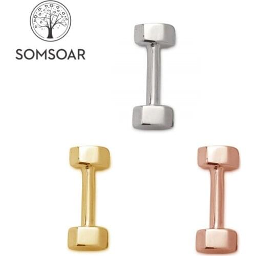Somsoar Jewelry BARBELL dumbbell Slide Charms fit 10mm Mesh Bracelet Leather Wrap Bracelet accessories Making 10pcs/lot