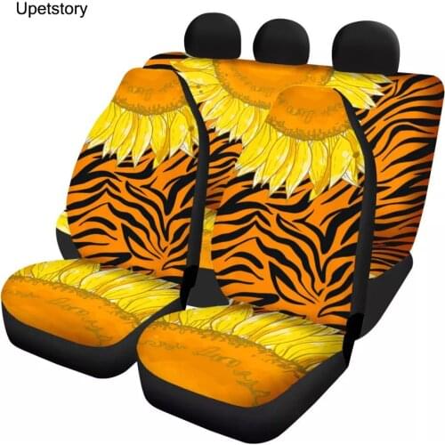 Full Set Sunflower Car Seat Covers Custom Universal Fit Front Seat and Back Seat Cushion Protector with Rear Bench Covers