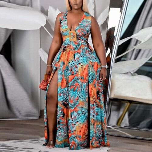 4XL 5XL Plus Size African Dresses Womens Large Spaghetti Strap Backless V Neck Floor Length Elegant Evening Night Party Vestidos