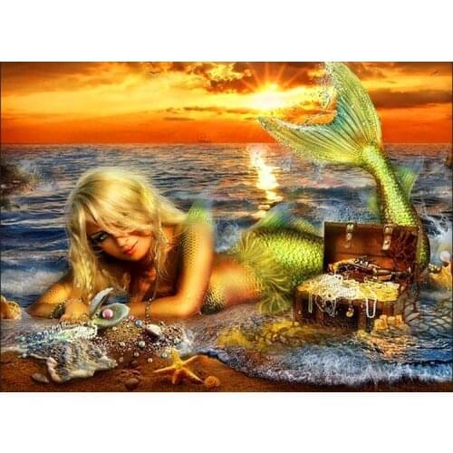 Handmade needlework diy diamond painting kit diamond embroidery people full rhinestone cross stitch diamond painting Mermaid