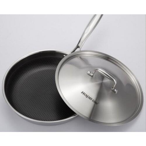 FRYPAN 28CM INOX 5-PLY STAINLESS STEEL SS#18/10 COOKING POT STEAK PAN stainless steel LUXURY EGG FRYPAN