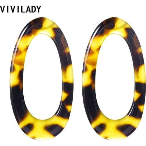 VIVILADY Ethnic Water Drop Dangle Earrings Women Oval Leopard Acrylic Acetic Acid Tortoise Shell Boho Bijoux Jewelry Gifts