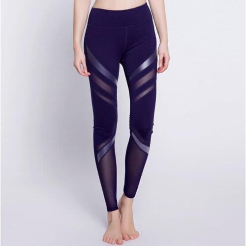 New Design Women Summer PU Leather Mesh Patchwork Hollow Leggings Fitness Sporting Breathable Leggins Sexy Slim Skinny Trousers