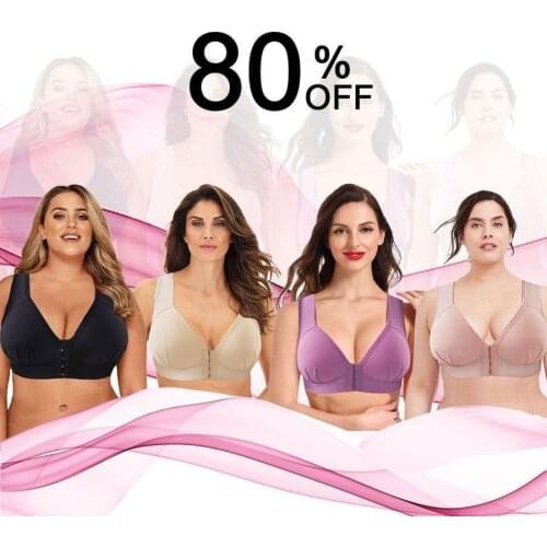 2021 New Arrival Large Size Front Button Comfortable Gather Bra Breathable Thin Section Without Steel Ring Women Underwear