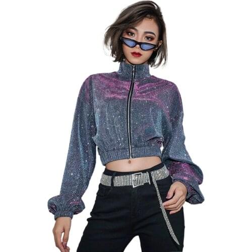 Europe and the United States ins laser short coat female waist disco dancing jacket tide 2021 new