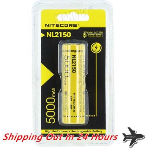 1pc NITECORE 21700 Battery 3.6V Li-ion Rechargeable Batery 18Wh 8A 5000mah NL2150 Battery Protective 100% Original Free Shipping