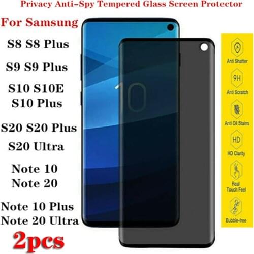 2Pcs Anti Spy Tempered Glass Full Coverage Screen Protector Privacy For Samsung S8 S9 PLUS NOTE 10 20 S10 S20 S21 PLUS ULTRA New