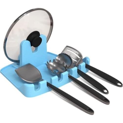 2 In 1 Kitchen Spoon Holders Fork Spatula Rack Shelf Organizer Silicone Utensil Rest Chopsticks Non-slip Spoons Pad Kitchen Tool