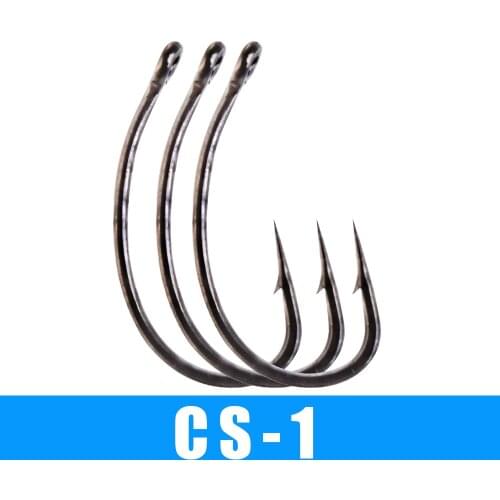 3 packs Size 2# 4# 6# 8# Fishing HOOKS CS-1 banana shape Fresh water High Carbon Steel Barbed Hook carp hook Guided eye
