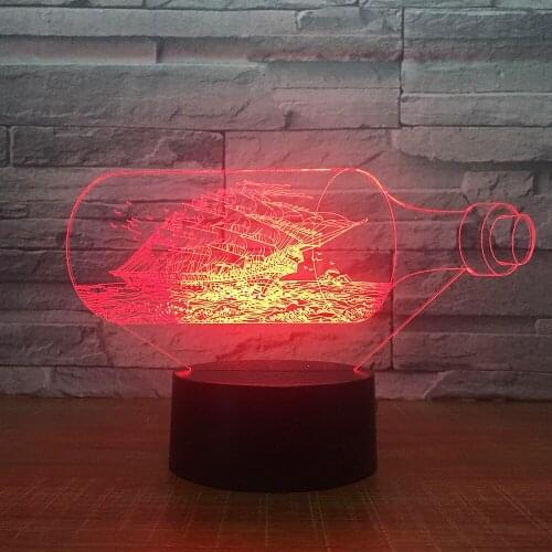The Black Pearl Ocean Shipping Boat 3D LED Night Light Acrylic LED Lamp 7 Colors Change Bedside Toys For Children Xmas Gift