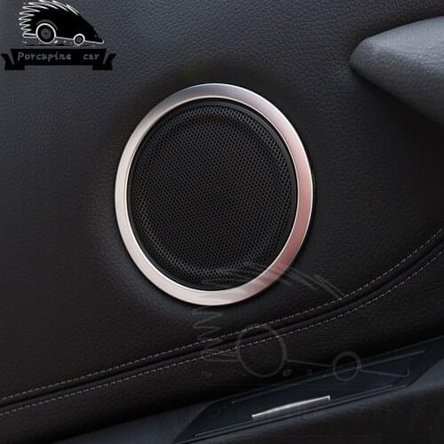 4 pcs ABS Chrome plated Aluminum Speaker Ring Cover Trims Stickers For BMW X1 2016-17